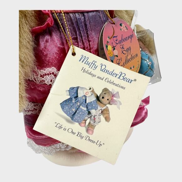 Muffy VanderBear Vintage 1999 Fabearge Egg Pink Satin Dress Slippers Model 5438 - Picture 4 of 14